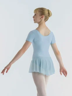 Dame Dansebutikken Dragter Damer|Balletkjole Piger-Lyseblå dragt med påsyet chiffon skørt Ballet Rosa