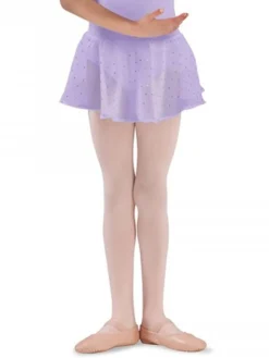 Børn Dansebutikken Gymnastikkjole Piger|Ballet Underdele Børn-Lyselilla chiffon skørt med palietter til piger Bloch