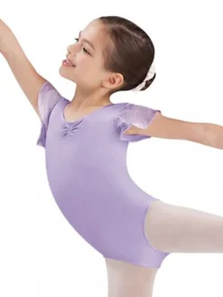 Børn Dansebutikken Balletdragter Børn-Lyselilla dragt med chiffon ærme med palietter Bloch