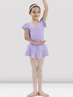 Børn Dansebutikken Balletdragter Børn-Lyselilla dragt med chiffon ærme med palietter Bloch