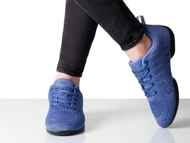 Dame Dansebutikken Salsasko Damer|Swingsko Damer-Mellem blå dansesneaker i åndbar strik til damer - Suny