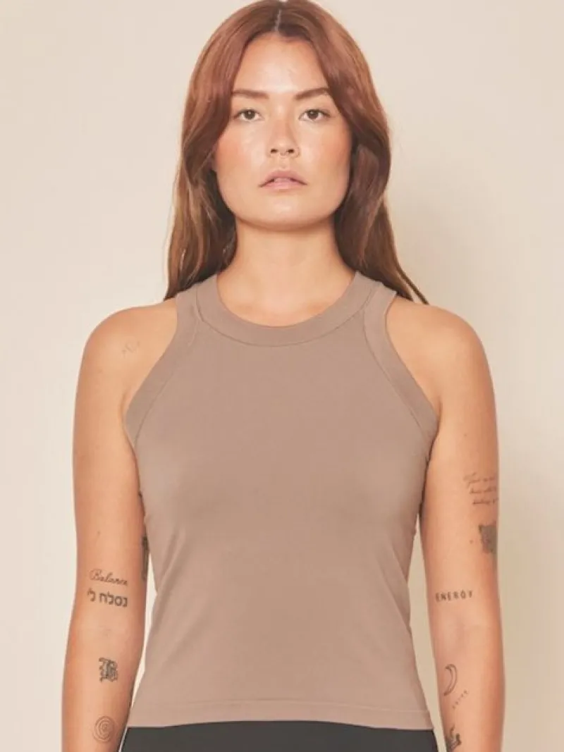 Dame Dansebutikken Pilates Overdele|Yogatoppe-Moonchild brun tank top