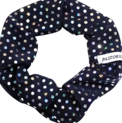 Dansebutikken Rhinsten/smykker|Gymnastik Hårtilbehør-Mørkeblå hårelastik med trykte palietter