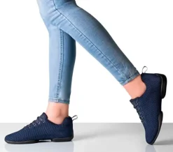 Dame Dansebutikken Salsasko Damer|Swingsko Damer-Mørkeblå sneaker åndbar strik til damer - Suny