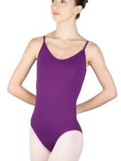 Dame Dansebutikken Balletdragter Damer-Mørkelilla dragt med strop design på ryggen fra BalletRosa