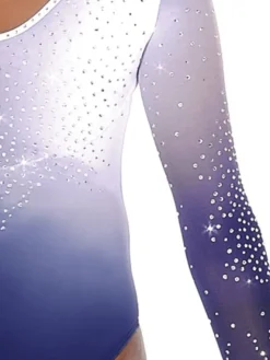 Dansebutikken Dragter Piger-Navy/hvid gymnastikdragt med rhinsten til piger