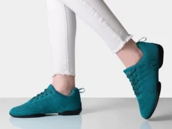 Dame Dansebutikken Salsasko Damer|Swingsko Damer-Petrol farvet dansesneaker i åndbar strik til damer - Suny