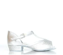 Børn Dansebutikken Pige Dansesko-Pige dansesko sølv glimmer Freed of London