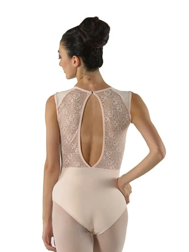 Dame Dansebutikken Balletdragter Damer-Pudderfarvet dragt m. blonde fra ballet Rosa