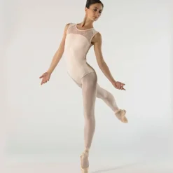 Dame Dansebutikken Balletdragter Damer-Pudderfarvet dragt m. blonde fra ballet Rosa