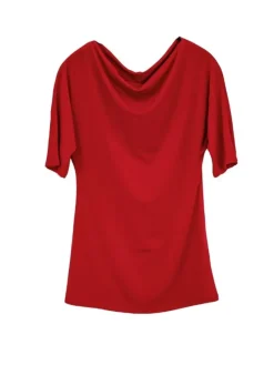 Dame Dansebutikken Danseoverdele Damer-Rød bluse med bådhals og halv lange ærmer