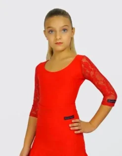 Dansebutikken Dansetøj Pige-Rød body til dans til piger - Ready4dance