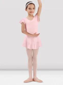 Børn Dansebutikken Balletdragter Børn-Rosa dragt til piger med chiffon ærme og palietter Bloch