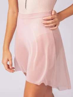 Dame Dansebutikken Skørter Til Skøjteløb|Ballet Underdele Damer-Rosa pull on mesh skørt fra Mara Dancewear