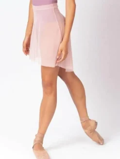 Dame Dansebutikken Skørter Til Skøjteløb|Ballet Underdele Damer-Rosa pull on mesh skørt fra Mara Dancewear