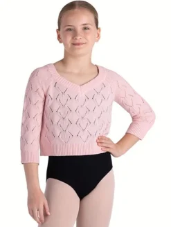 Børn Dansebutikken Ballet Underdele Børn-Rosa striktrøje i bomuld til piger Bloch