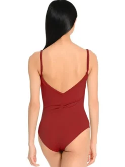 Dame Dansebutikken Dragter Damer|Balletdragter Damer-Seré bordeaux dragt m. rynkedetaljer og tynde stropper