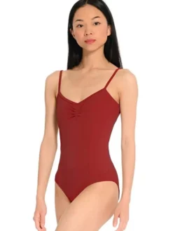 Dame Dansebutikken Dragter Damer|Balletdragter Damer-Seré bordeaux dragt m. rynkedetaljer og tynde stropper