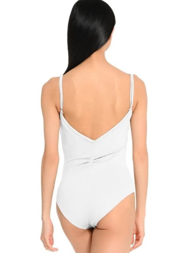 Dame Dansebutikken Dragter Damer|Balletdragter Damer-Seré hvid dragt m. justerbare stropper og rynkedetaljer