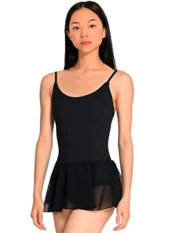 Dame Dansebutikken Dragter Damer-Seré sort dragt m. justerbare stropper og påsyet skørt