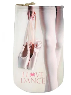 Dansebutikken Andet Til Ballet|Balletsko Tilbehør-Sko pose til balletsko med print og beige net