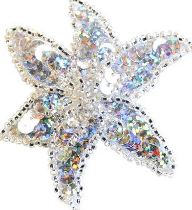 Dansebutikken Rhinsten/smykker|Gymnastik Hårtilbehør-Sølv paliet stjerne hårclips