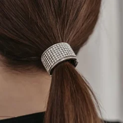Dansebutikken Rhinsten/smykker|Hår Accessories-Sølv rhinsten hårtårn med elastik