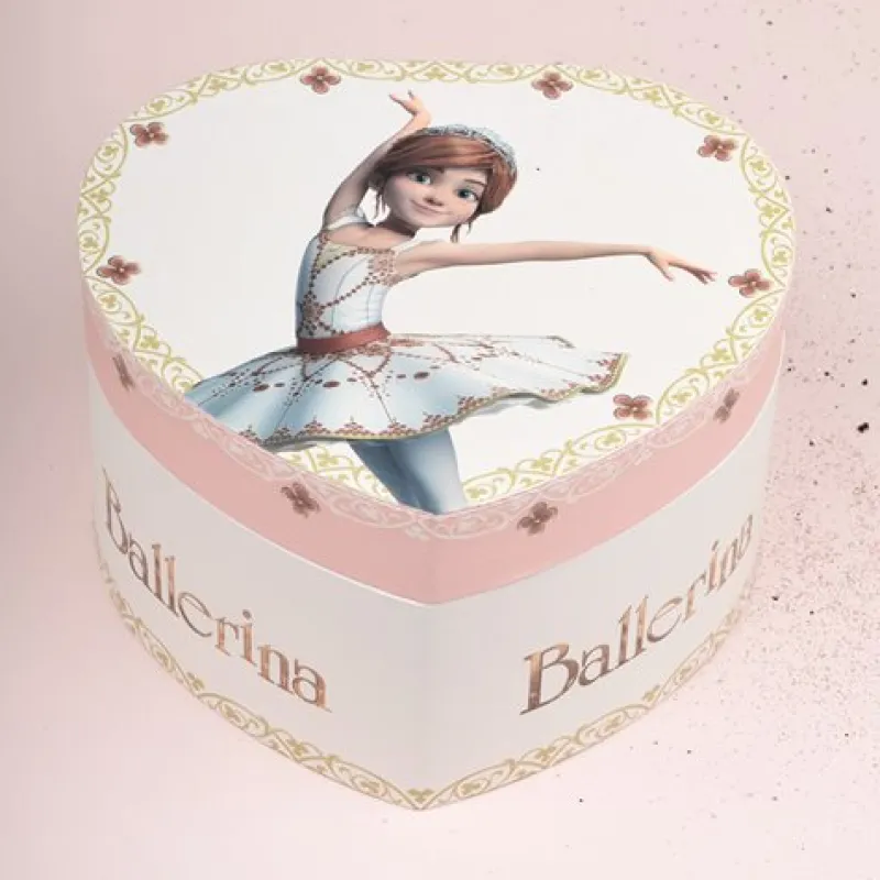 Børn Dansebutikken Balletting Børn-Smykkeskrin i hjerteform med Ballerina og musik