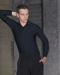 Dansebutikken Dansetøj Herrer-Sort body skjorte til herrer - Ready4dance