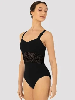 Dame Dansebutikken Dragter Damer|Balletdragter Damer-Sort dragt med smuk mesh detalje Bloch