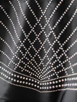 Dansebutikken Dragter Piger-Sort gymnastikdragt med mesh ryg og sten piger The zone