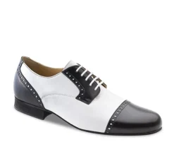 Dansebutikken Tangosko Herrer|Salsasko Herrer-Sort og hvid blødt skind herre dansesko Werner Kern