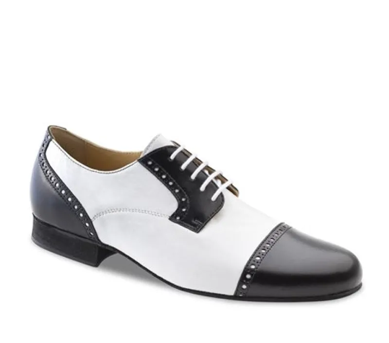 Dansebutikken Tangosko Herrer|Salsasko Herrer-Sort og hvid blødt skind herre dansesko Werner Kern