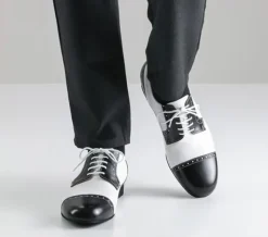 Dansebutikken Tangosko Herrer|Salsasko Herrer-Sort og hvid blødt skind herre dansesko Werner Kern