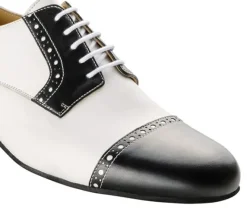 Dansebutikken Tangosko Herrer|Salsasko Herrer-Sort og hvid blødt skind herre dansesko Werner Kern