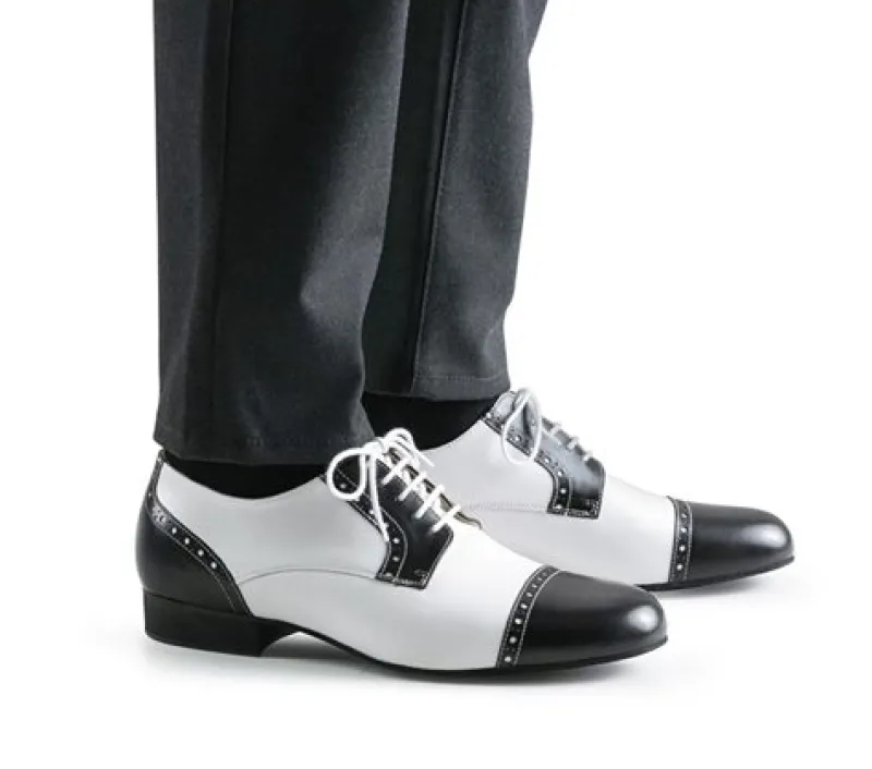 Dansebutikken Tangosko Herrer|Salsasko Herrer-Sort og hvid blødt skind herre dansesko Werner Kern