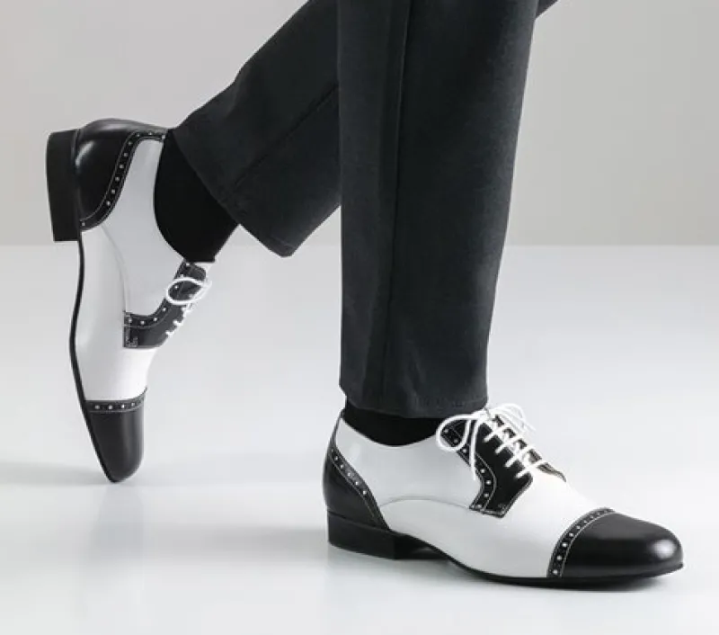 Dansebutikken Tangosko Herrer|Salsasko Herrer-Sort og hvid blødt skind herre dansesko Werner Kern