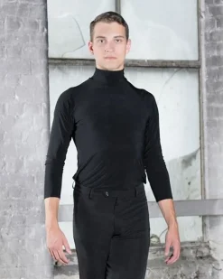 Dansebutikken Dansetøj Herrer-Sort rullekrave bluse til teen og herrer