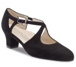 Dame Dansebutikken Tangosko Damer|Social Dansesko-Sort ruskind dansesko med 4,5 cm hæl Werner Kern - Gala
