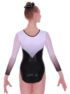 Dansebutikken Dragter Piger-Sort/hvid skinnende gymnastikdragt piger The zone