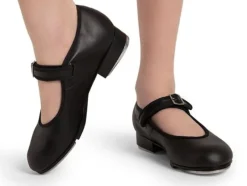 Dame Dansebutikken Stepsko Damer-Stepsko Terra sort PU med velcrospænde