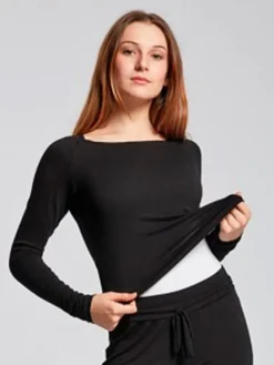 Dansebutikken Pilates Overdele|Yogabluser-Temps danse sort bambus yogabluse