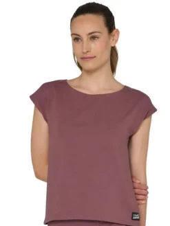Dansebutikken Pilates Overdele|Yogabluser-Tempsdanse dæmpet rødbrun t-shirt til al træning