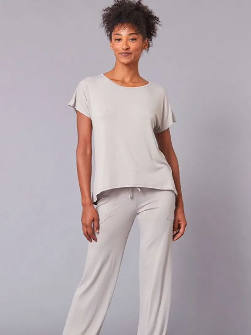 Dansebutikken Pilates Overdele|Yogabluser-Tempsdanse latte farvet blød bambus t-shirt