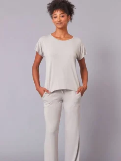 Dansebutikken Pilates Overdele|Yogabluser-Tempsdanse latte farvet blød bambus t-shirt