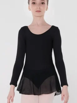 Børn Dansebutikken Balletkjole Piger-Wear Moi dragt med påsyet skørt i sort