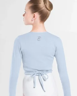 Børn Dansebutikken Overdele Piger|Ballet Toppe Børn-Wearmoi lyseblå slå om overdel børn ballet/gymnastik