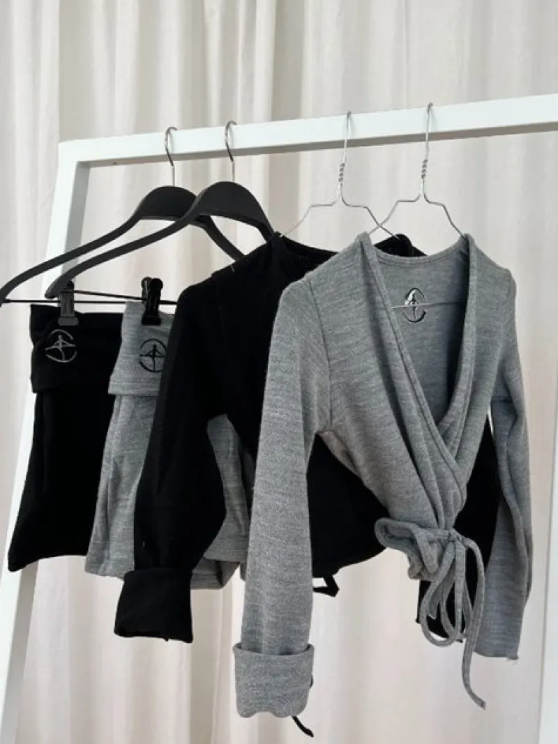 Dame Dansebutikken Overdele Damer|Ballet Strik Damer-Wearmoi sort slå om overdel ballet og gymnastik