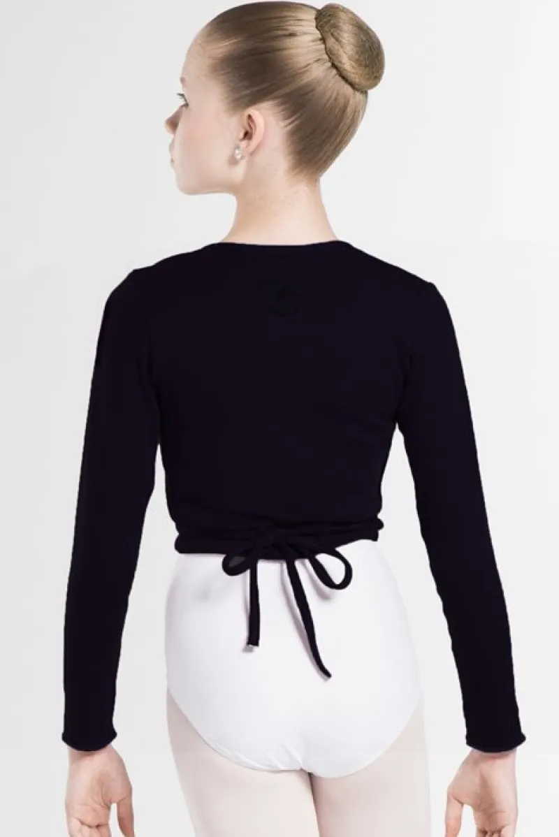 Børn Dansebutikken Overdele Piger|Ballet Toppe Børn-Wearmoi sort slå om overdel børn ballet/gymnastik