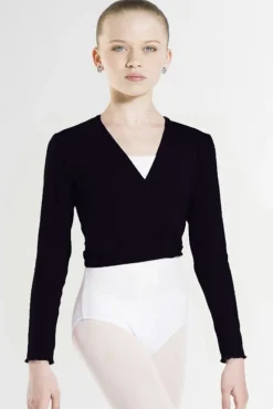 Børn Dansebutikken Overdele Piger|Ballet Toppe Børn-Wearmoi sort slå om overdel børn ballet/gymnastik